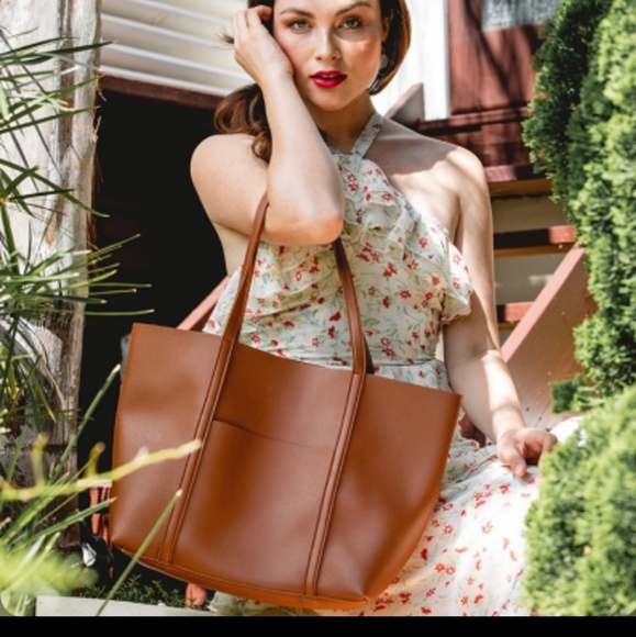 Henny + Lev Danielle Tote Bag in Cognac NWT BNIP - Picture 2 of 4